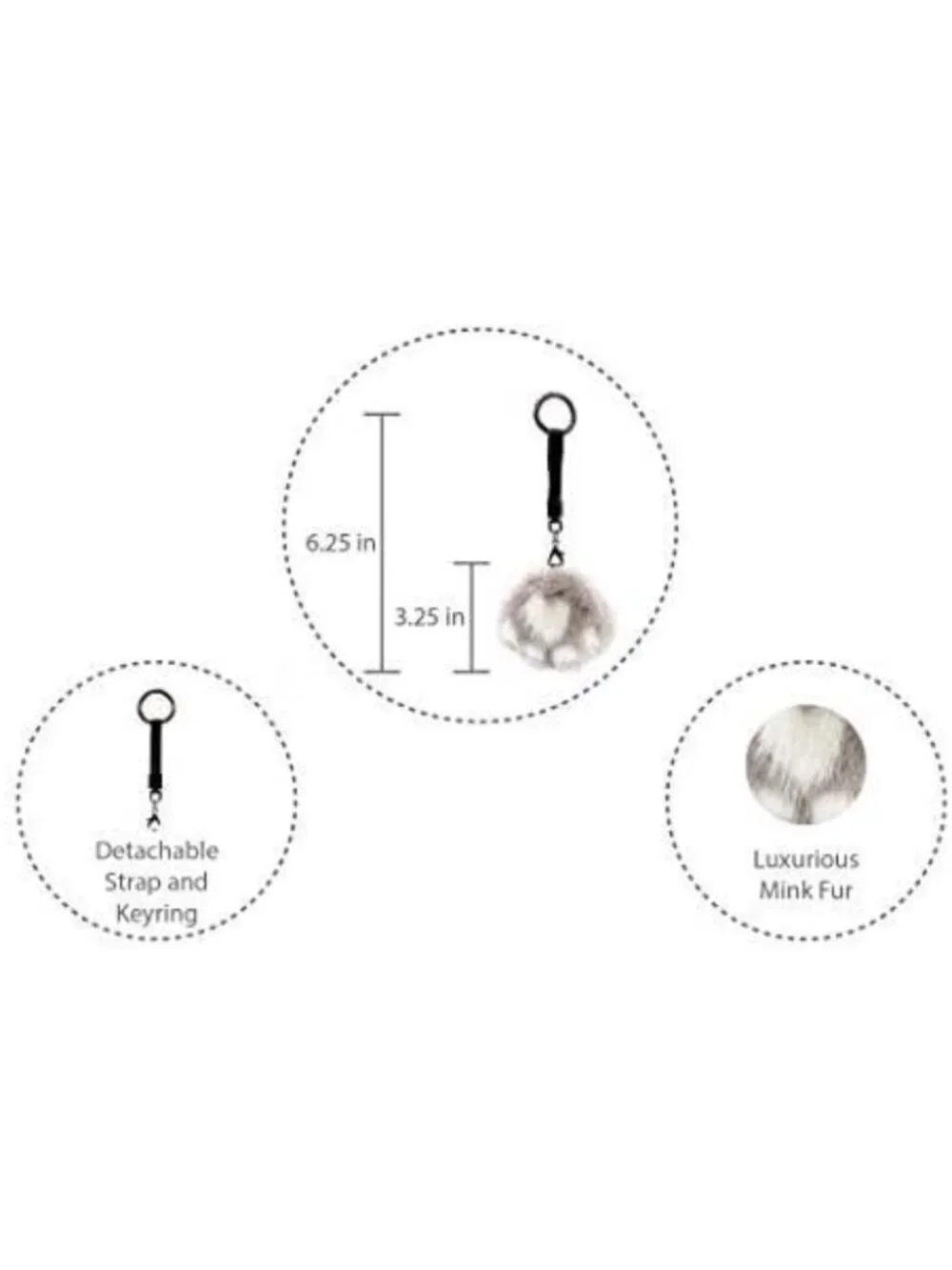 Fluffy Gray Mink Cat Paw Keychain - Soft Sensory Accessory for Cat Lovers